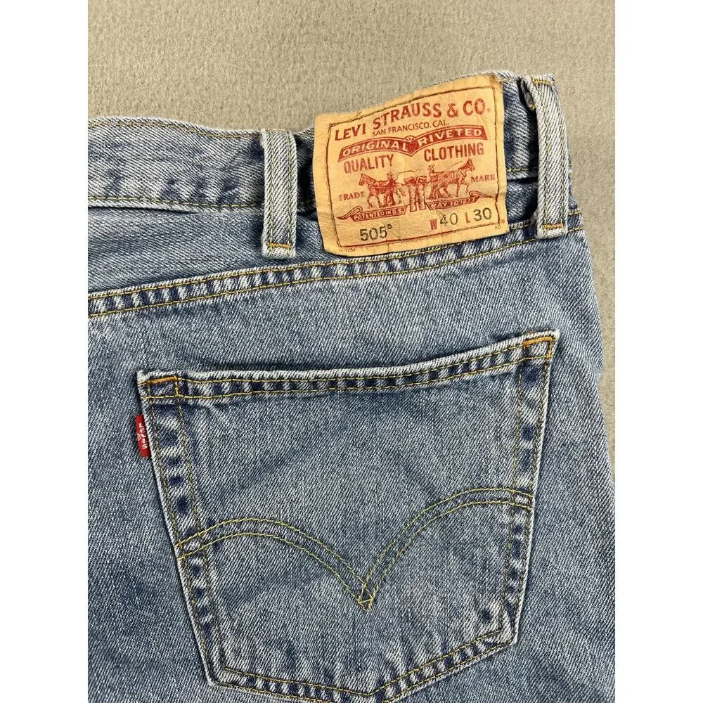 Levi's 505 Men's Relaxed Fit Jeans Stonewash Blue Size 40x30 Classic Style
